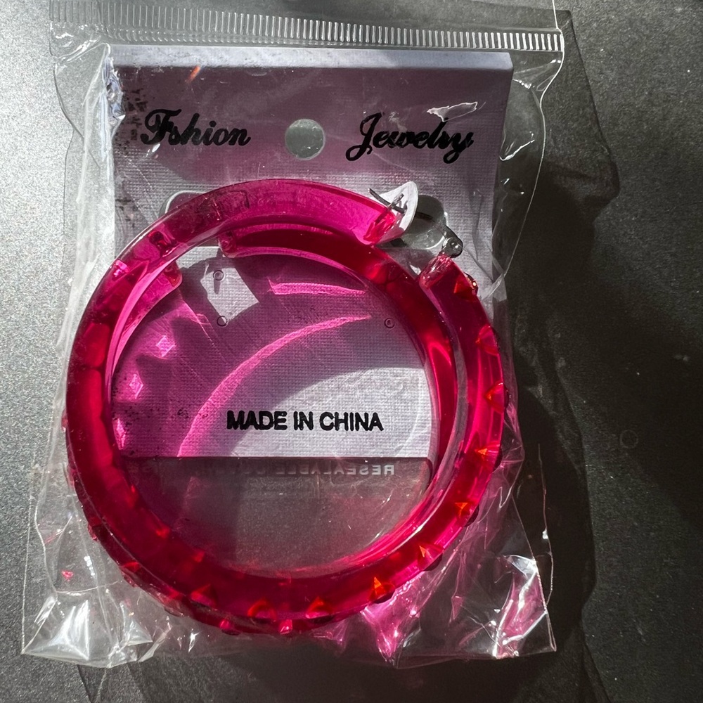 Pink Fashion Jewelry Sequin Hoop Earrings